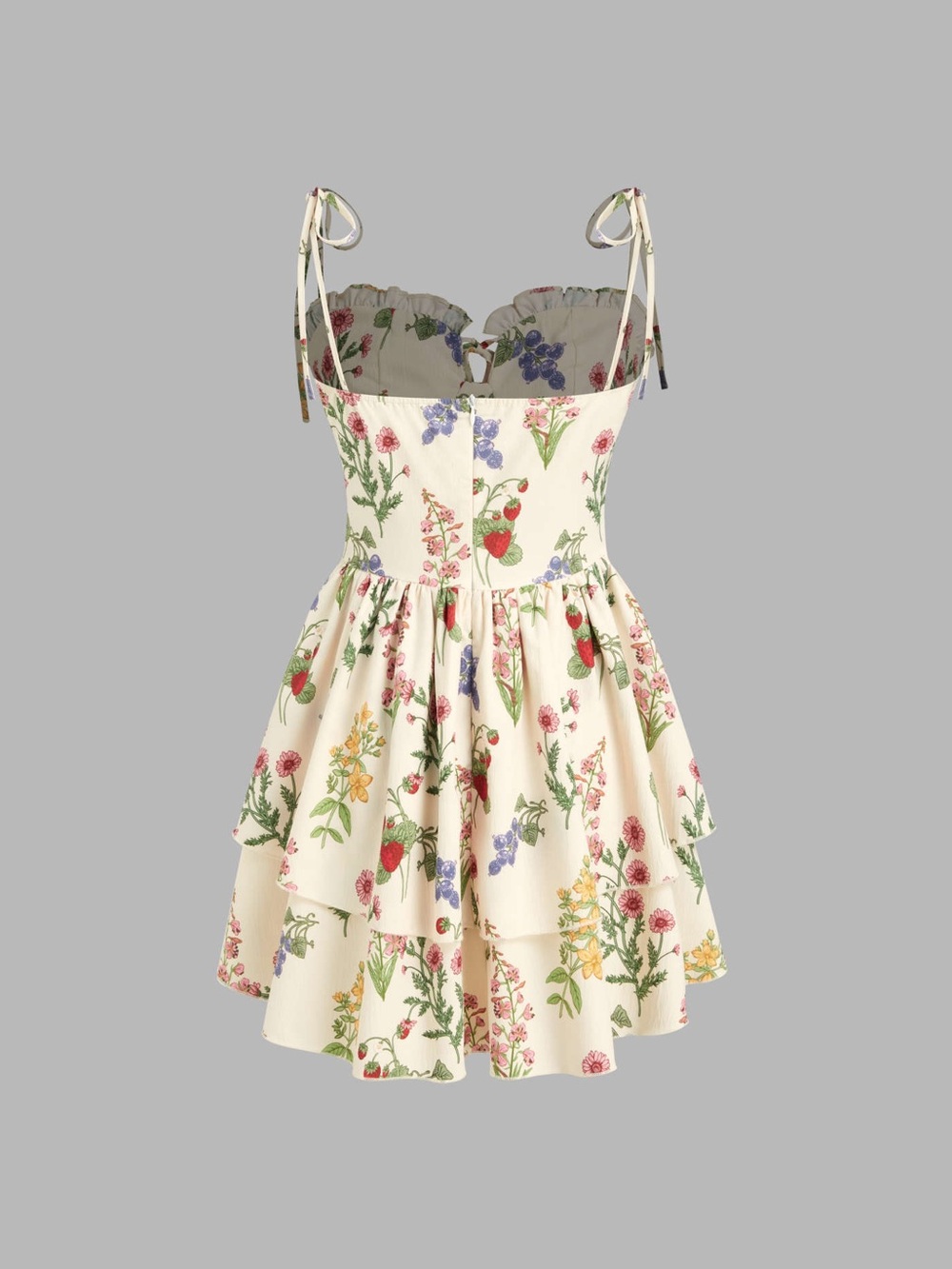 Cider Cream Floral & Strawberry Tiered Mini Dress Size Small (Sold out online!) - Picture 5 of 14